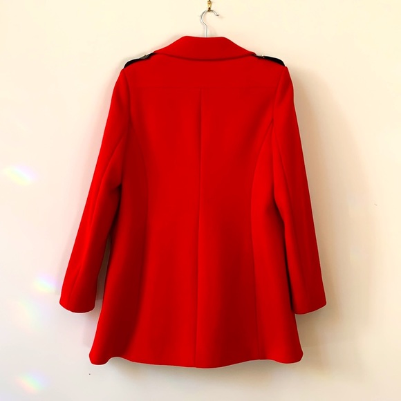 French Connection Size 14 US Wide Collar Tulip Hem Fire Engine Red Coat - Picture 5 of 17
